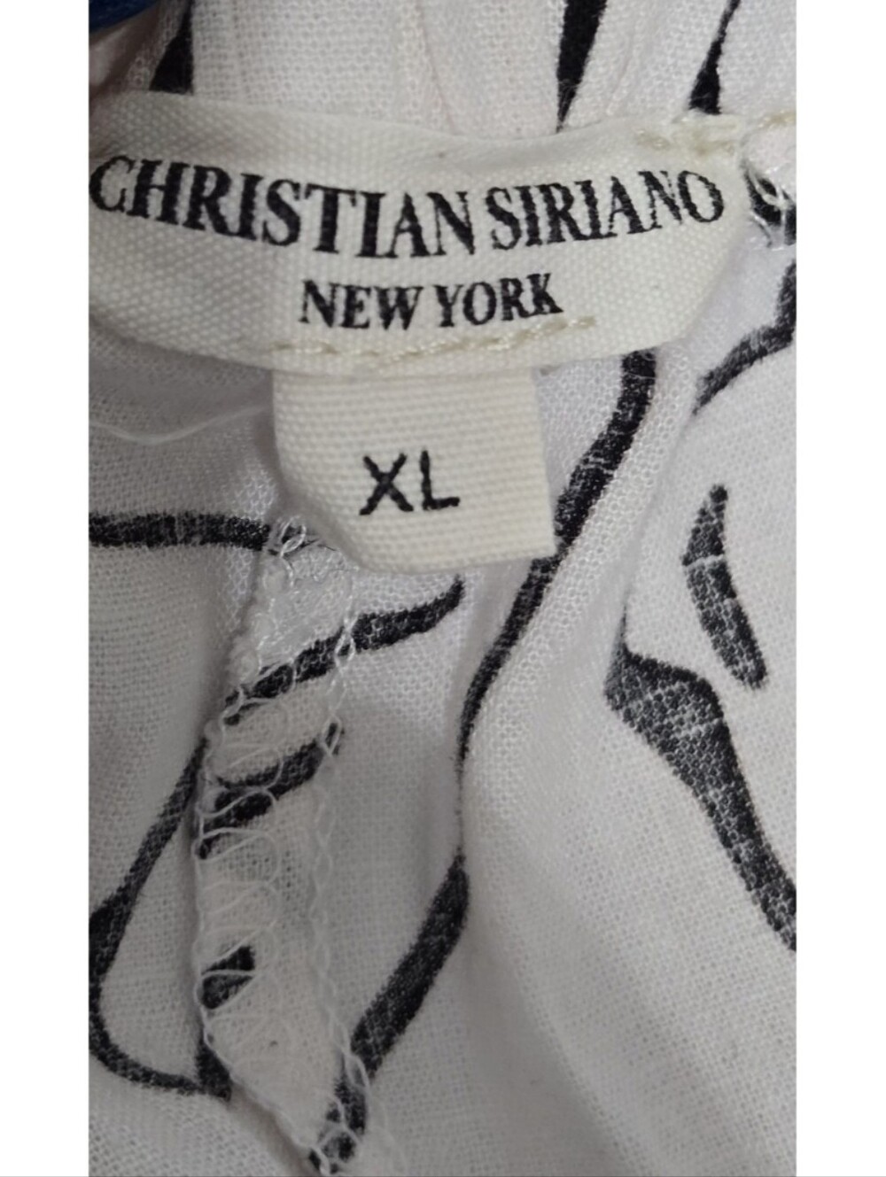 Christian Siriano White Wide Legged Pants with Black Floral Linework Lightweight - Picture 2 of 10